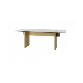 Tavolo rovere, piano cristallo temperato   L.160 H.77 P.90