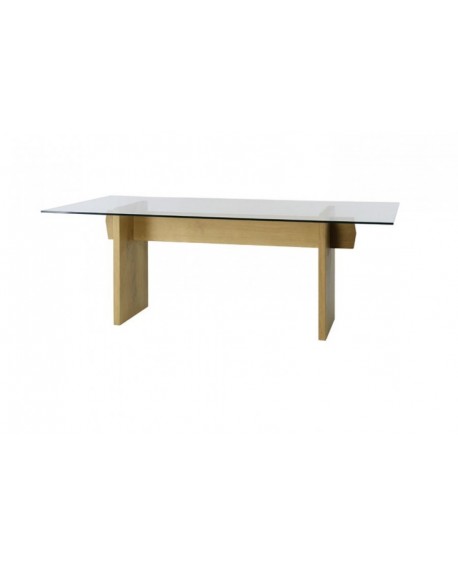 Tavolo rovere, piano cristallo temperato   L.160 H.77 P.90
