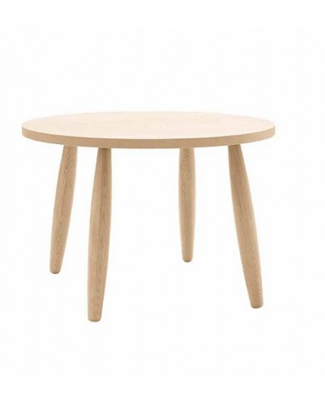 Tav. c/gambe tornite e piano rovere Rotondo C/BORDO DRITTO Diam.110 H.76