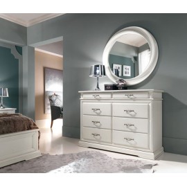 COMO 8 tiroirs BLANC BRILLANT DE BOIS L 150 P 53 H 102