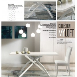 Tavolo basamento metallo Bianco, top Rovere c/BORDO DRITTO L.160 H.79 P.90