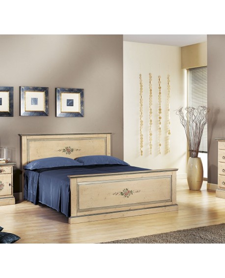LETTO MATRIMONIALE IN LEGNO DECORATO A MANO