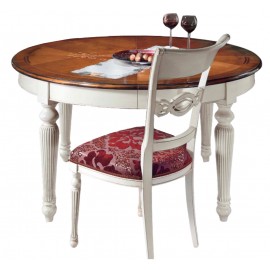 TAVOLO ROTONDO ALLUNGABILE BICOLORE LEGNO MASSELLO diemetro 140 H 78