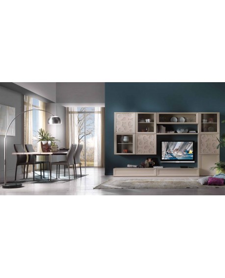 parete soggiorno porta tv IN LEGNO DI FRASSINO