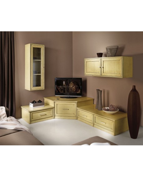 PORTA TV AD ANGOLO LEGNO MASSELLO 104X104 P115 H 48