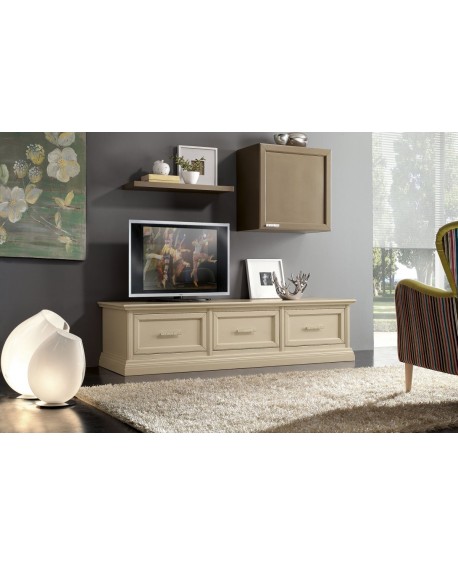 PORTA TV AD ANGOLO LEGNO MASSELLO 104X104 P115 H 48