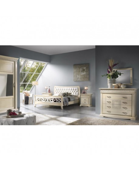 CAMERA COMPLETA LEGNO MASSELLO CON INTAGLIO