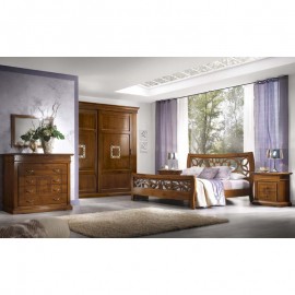 CAMERA COMPLETA LEGNO MASSELLO CON INTAGLIO