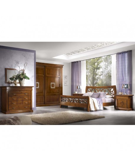 CAMERA COMPLETA LEGNO MASSELLO CON INTAGLIO