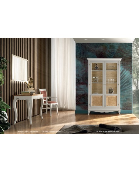 Consolle intagliata piano frassino con 5 allunghe esterne L.50 P.90 H.77,5 (aperta L.300 P.90)