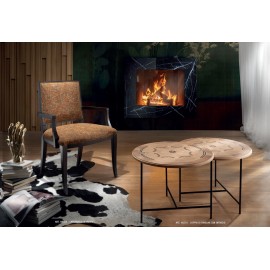 Coppia di tavolini intarsiati Verona con gambe in ferro