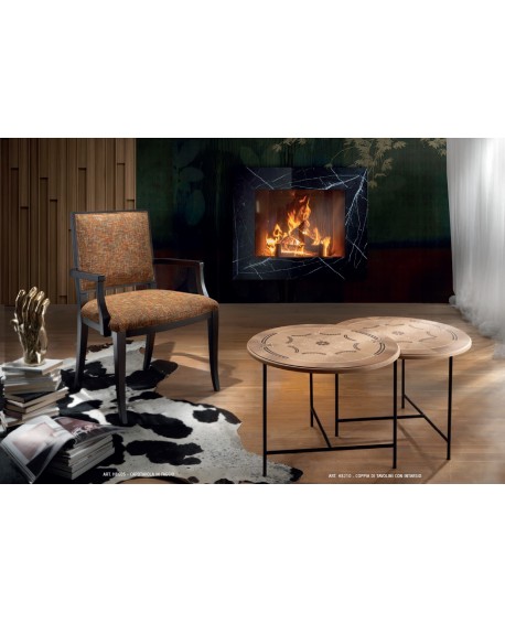 Coppia di tavolini intarsiati Verona con gambe in ferro