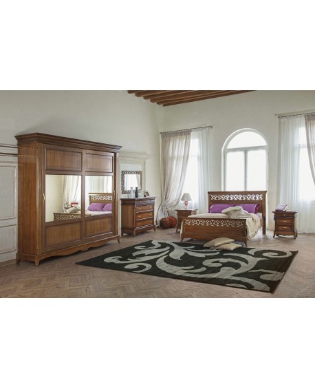 CAMERA COMPLETA LEGNO MASSELLO CON INTAGLIO