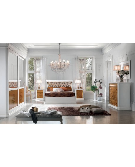 CAMERA COMPLETA LEGNO MASSELLO CON INTAGLIO