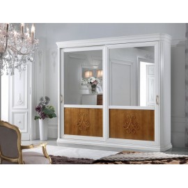 CAMERA COMPLETA LEGNO MASSELLO CON INTAGLIO ARMADIO ANTE SCORREVOLI LETTO COMO E COMODINI