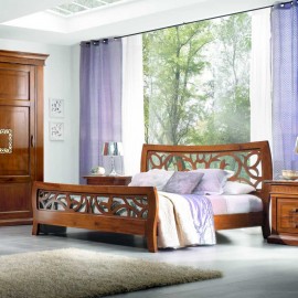 letto legno massello con testata intagliata vari colori