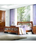 letto legno massello con testata intagliata vari colori