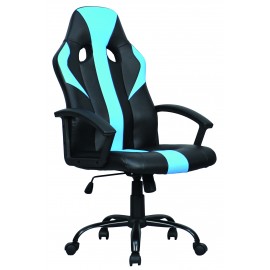 POLTRONA UFFICIO SIMILPELLE NYLON NERO/BLU63x67x127