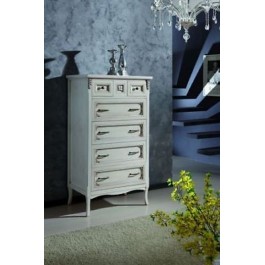 Tórax de madera lacada en blanco alambre de plata