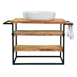 MOBILE BAGNO 3 RIP T. NATURALE, LAVELLO GRANDE, GAMBE ACCIAIO ANTRACITE123x45x87