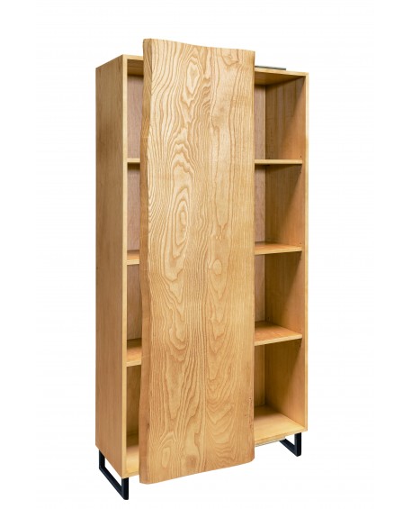 LIBRERIA 4 RIP., PANNELLO SCORREVOLE FRASSINO T.NATURALE, GAMBE FERRO ANTRACITE98x38x205