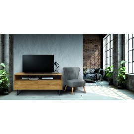 PORTATV FRASSINO T. NATURALE, 2C GAMBE FERRO ANTRACITE140x43x66