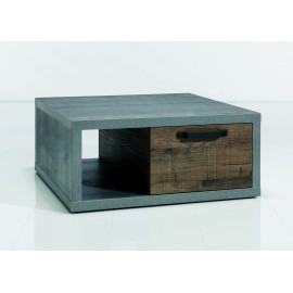 TAVOLINO QUADRATO BASSO 1C 1 VANO CEMEBNTO E ROVERE80x35x80