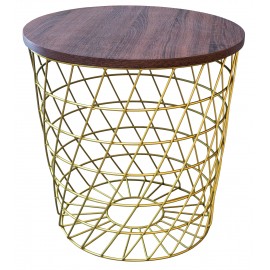 TAVOLINO TONDO PIANO NOCE STRUTTURA ORO50x50x50