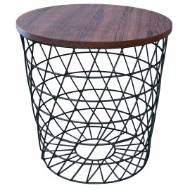 TAVOLINO TONDO PIANO NOCE STRUTTURA NERA50x50x50