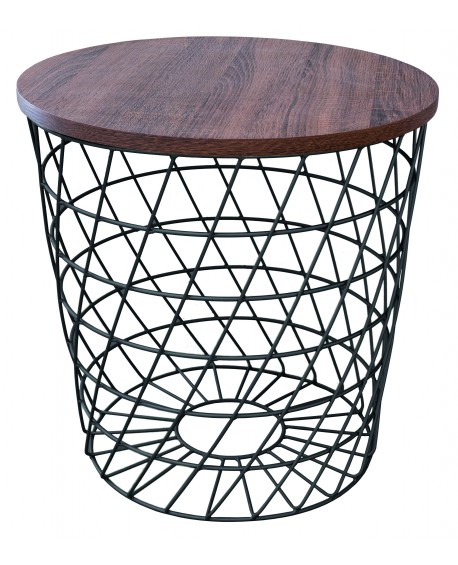 TAVOLINO TONDO PIANO NOCE STRUTTURA NERA50x50x50