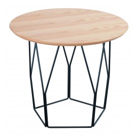 TAVOLINO PIANO MDF NATURALE GAMBE NERO ACCIAIO60x60x50