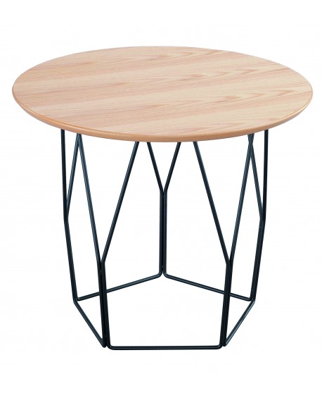 TAVOLINO PIANO MDF NATURALE GAMBE NERO ACCIAIO60x60x50