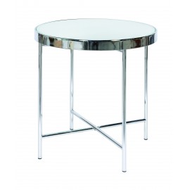 TAVOLINO ROTONDO PIANO VETRO GAMBE CROMO43x43x46