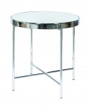 TAVOLINO ROTONDO PIANO VETRO GAMBE CROMO43x43x46