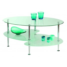 TAVOLINO DOPPIO PIANO VETRO90x50x43