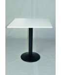TAVOLINO QUADRATO PIANO LAMINATO BIANCO GAMBONE NERO ACCIAIO70x70x73