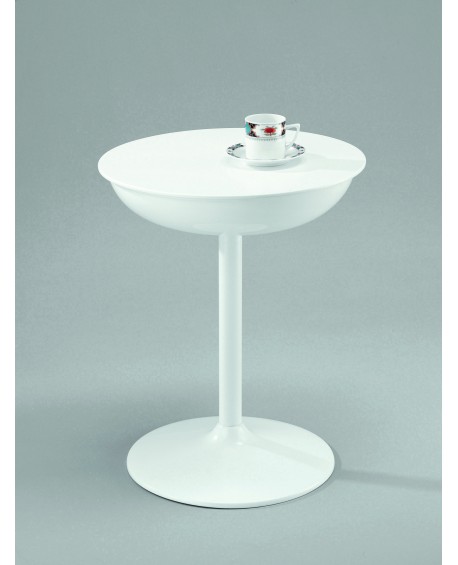 TAVOLINO TONDO CON VASSOIO BIANCO43x43x53