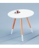 TAVOLINO TONDO PIANO BIANCO GAMBE NATURALI48x48x46