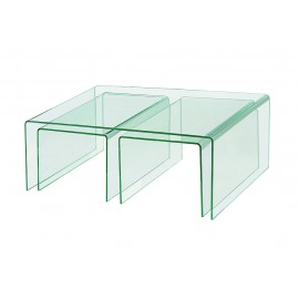 SET 3 TAVOLINI IN VETRO120x60x42
