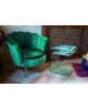 POLTRONA VELLUTO VERDE PETROLIO GAMBE OTTONE78x73x70