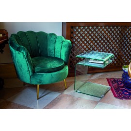 POLTRONA VELLUTO VERDE PETROLIO GAMBE OTTONE78x73x70