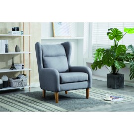POLTRONCINA TESSUTO GRIGIO SCURO GAMBE NATURALI79x90x100