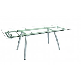 TAVOLO VETRO TRASPARENTE 2 ALLUNGHE DA 30 CM120x80x76