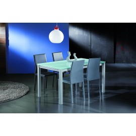 TAVOLO ALLUNGABILE PIANO VETRO BIANCO140x80x76