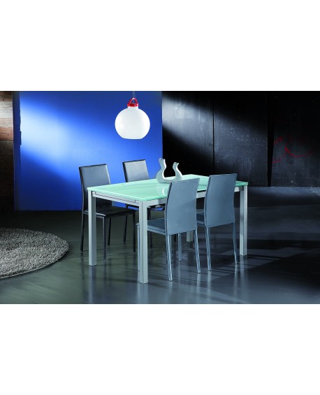TAVOLO ALLUNGABILE PIANO VETRO BIANCO140x80x76