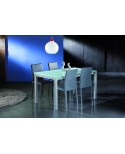 TAVOLO ALLUNGABILE PIANO VETRO BIANCO140x80x76