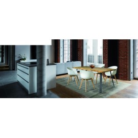 TAVOLO FRASSINO T. NATURALE 4 GAMBE FERRO ANTRACITE200x98x77