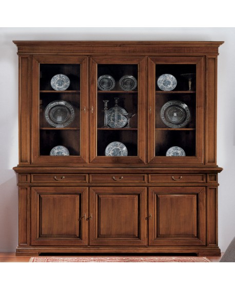 Mur verre BASE PLUS « LIFT 3 PORTES 3 TIROIRS BOIS MASSIF