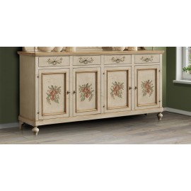 CREDENZA IN LEGNO MASSELLO DECORATA A MANO VARI COLORI E DECORI
