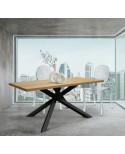 Tavolo fisso 160x90 sp. 4 base metallo e piano finitura rovere
